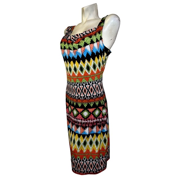 Calvin Klein Womens Multi Color Geometric Ikat Drape Neck Sheath Dress Size 10 - Picture 4 of 8